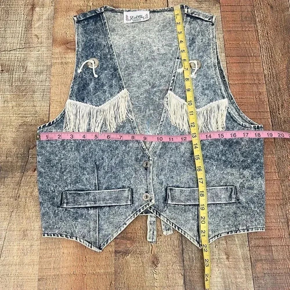 Vintage California LA Chic Stone Washed Fringe Vest - Picture 2 of 9